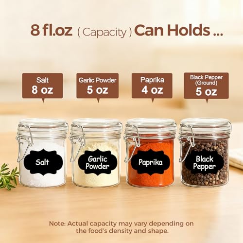 Small Mason Glass Jars with Airtight Lids 8 oz 6 Pack Pantry (6 Count)