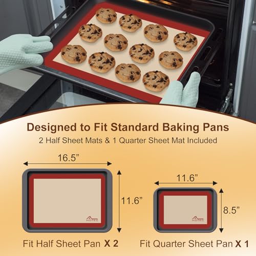 Silicone Baking Mats 3 Pack (3pcs: Red)