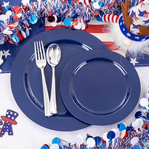 60PCS Blue Plastic Plates (30 Count)