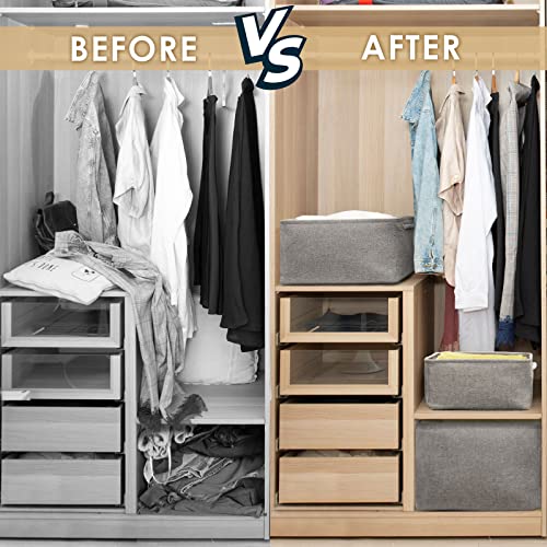 Large Storage Bins (Grey / Large - 15.7Lx11.8Wx8.3H)