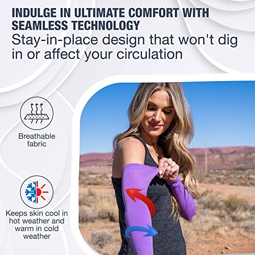 Cooling Arm Sleeves for Men & Women (1 Pair: Purple / One Size)