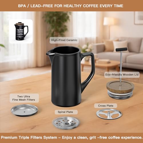 Ceramic French Press 22oz (Black)