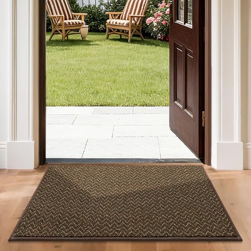 Dirt Trapper Door Mat 24"x36" Non Slip Washable Brown