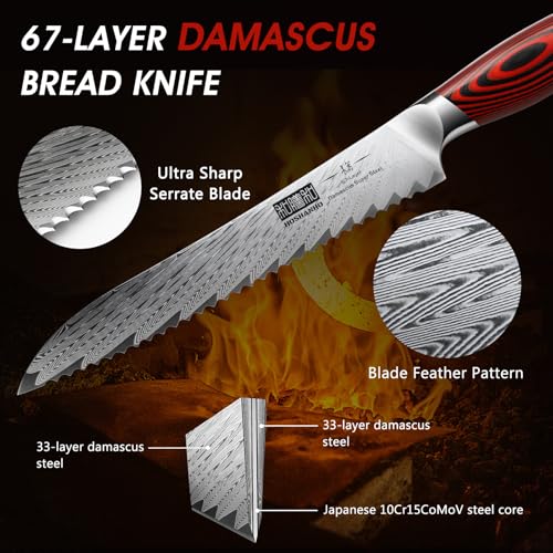 8" Damascus Bread Knife (8")
