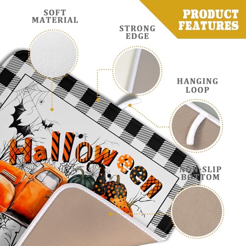 Holiday Truck Dish Drying Mat (Halloween Truck Orange / 18" x 16")