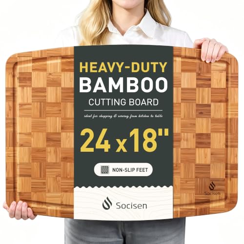 Extra Large Bamboo Wooden Cutting Board Wood Cutting Boards for Kitchen (23.5"L x 18"W)