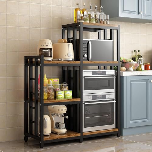 Kitchen Storage Shelf Bakers Rack (Brown No Wheels)