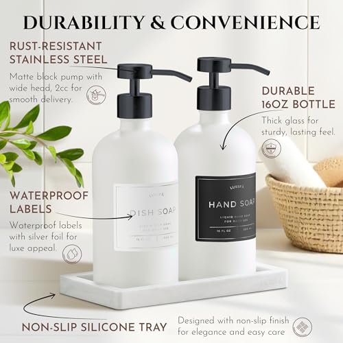 Glass Soap Dispenser Set of 2 (White/Black)