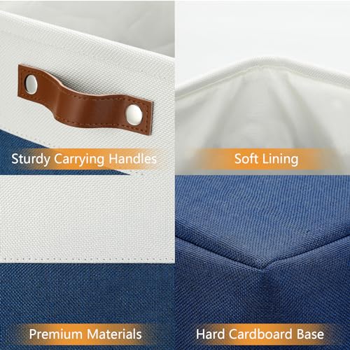 51L Large Baskets for Storage (White&Blue / XXL-17"x12"x15")