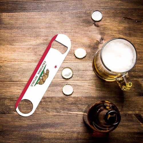 State of California Flag Stainless Steel Bottle Opener Bear National Star Insignia Landmark Flat Beer Bottle Opener Keychain for Home Kitchen Bar Restaurant Party Birthday Gift (State of California Flag)