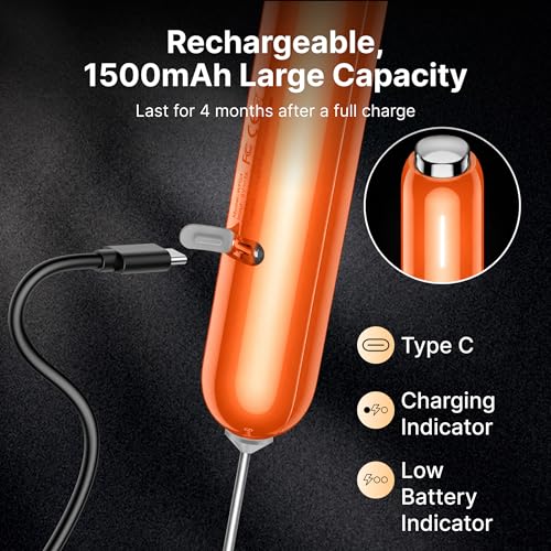 InstaWhisk Milk Frother with Variable Speed (Orange / Rechargeable)