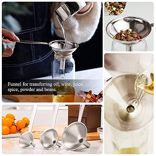 Small Funnels for Filling Bottles Stainless Steel Kitchen Funnels (3 Count)