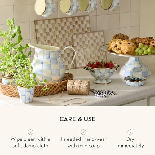 Enamel Herb Pot Set (Sky Check)