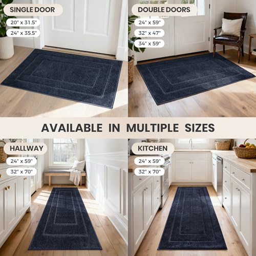 Hallway Runner Rug (Navy Blue / 24" X 59" (Runner))