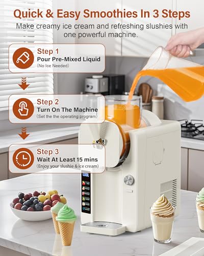 Slush Machine & Ice Cream Maker Machine 2 (75OZ 2-IN-1 - White)