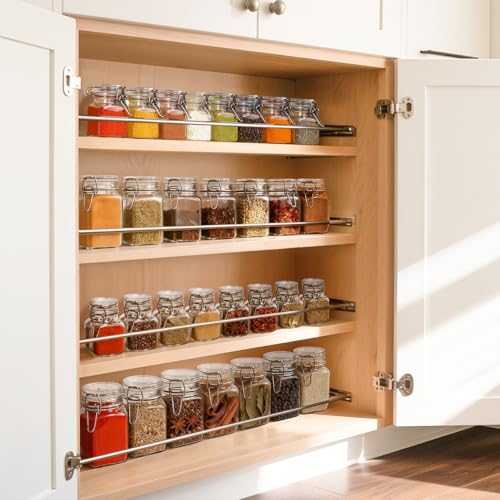 Square Glass Spice Jars 8 oz 12 Pack with Labels and Funnel Set (12 Count)
