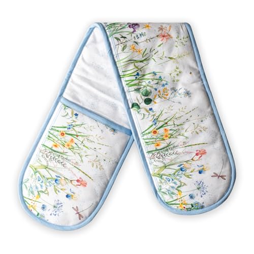 Double Oven Mitts 100% Cotton Double Oven Glove (012 - Fleurs De Mai / 7" x 35" (Double Oven Mitt))