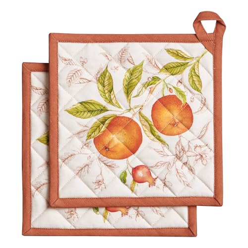 Pot Holders 100% Cotton Potholders (128 - Vintage Harvest / 8" x 8" (Pot Holder Pack of 2))
