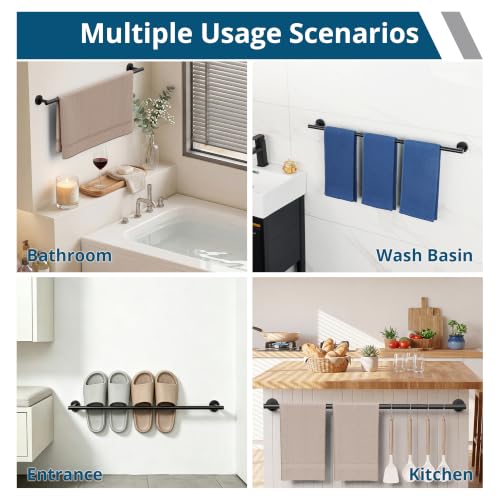 Towel Racks for Bathroom 29 Inch (Matte Black / 31.5" (29" Hanging Length))