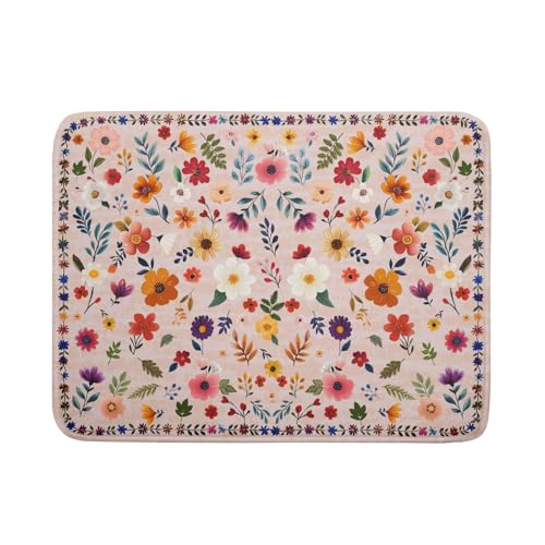 Spring Flowers Dish Drying Mat (Wildflowers Pink / 24" x 18")