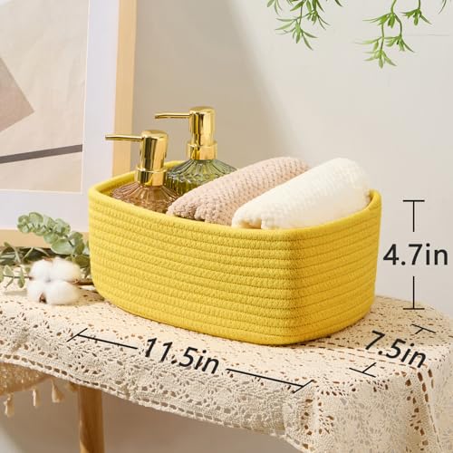 Small Storage Baskets for Organizing (4pcs-L11.5xW7.5xH4.7" / Yellow)