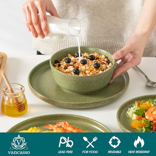 Plates and Bowls Sets (Mossy Green / 24 Pcs (Service for 8))