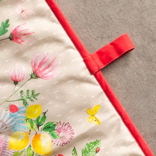 Double Oven Mitts 100% Cotton Double Oven Glove (105 - Jardin D'ete - Fog / 7" x 35" (Double Oven Mitt))