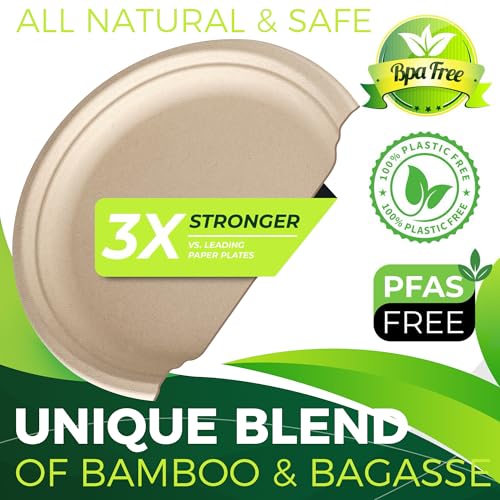 150PCS 100% Compostable Brown Paper Plate (Original / 10in(150count))