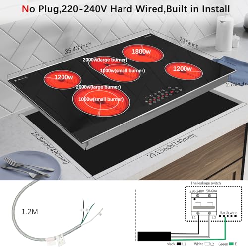 Electric Cooktop 36 Inch (36 inch 5 burners)