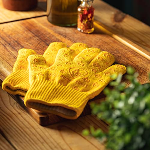 Grill Armor Oven Gloves with Fingers (One Size Fits Most Standard Cuff / Yellow)