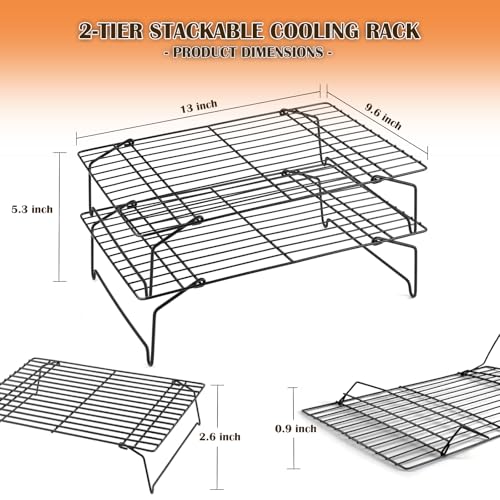 2 Tier Cooling Racks for Cooking and Baking (13"x9.6"-2Tier)
