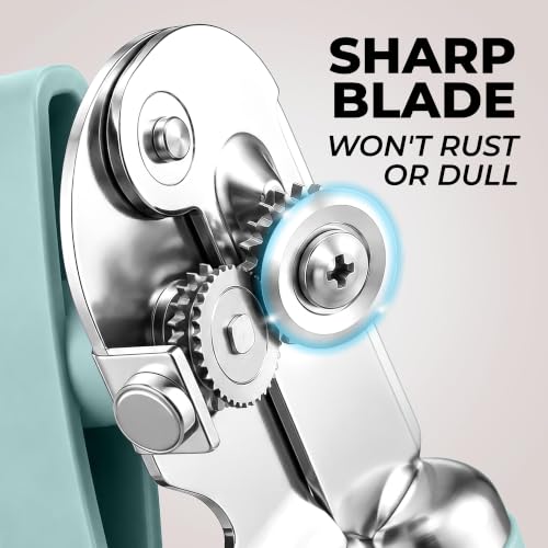 Stainless Steel Swing Open Manual Can Opener Comfortable Grip (Mint / Swing Open)