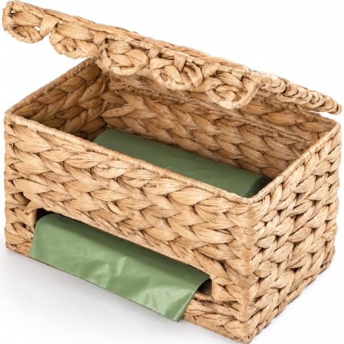 Trash Bag Holder with Scalloped Lid 13 (Light Brown)