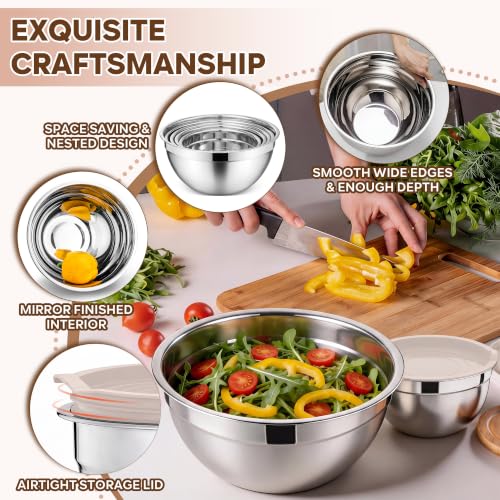 Mixing Bowls with Lids Set (Khaki / 10 Piece)