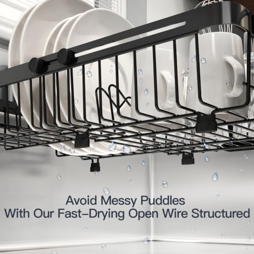 Expandable Dish Drying Rack Over The Sink with Anti Slip Grip (Black / For 13-30" W Sink)