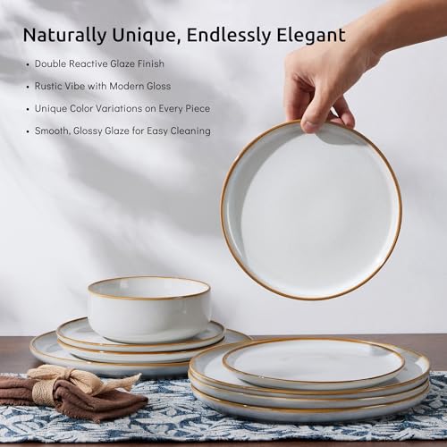 Plates and Bowls Set for 4 (Seashell White / Service for 4)