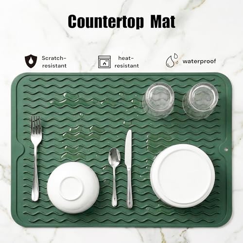 Silicone Dish Drying Mat (Green / 16"L x 12"W)