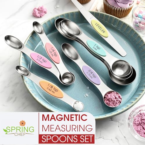 Stainless Steel Magnetic Measuring Spoons Set of 8 (Pastel / 1-Pack)