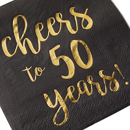50 Pack Cheers to 50 Years Printed Cocktail Napkins for 50th Birthday and Anniversary (50 Pack)