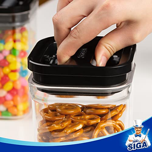 4 Pack Airtight Food Storage Container Set for Pantry Organization (Black)