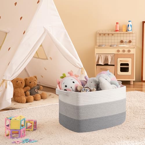 30L Storage Basket Large Blanket Basket Living Room Gray 3 (Gradient Gray / 3 pcs-16”x12”x10”)