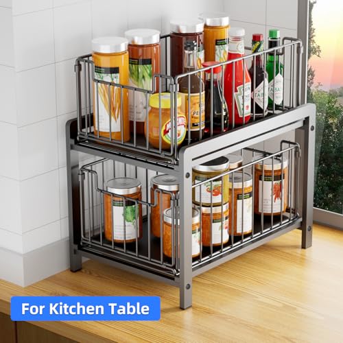 2 Tier Pull Out Cabinet Organizer (Black)