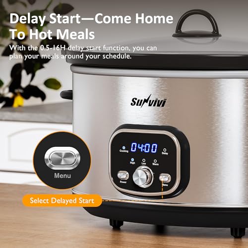 Slow cooker Pot 8.5 QT Programmable Stainless Steel Color (8.5 Quarts / Silver)