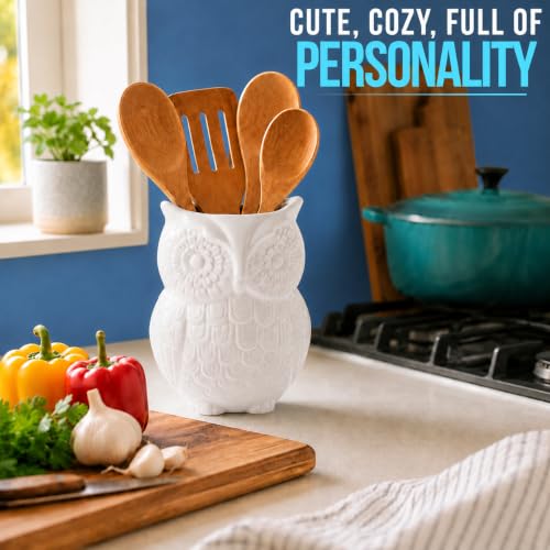 White Owl Utensil Holder (White)