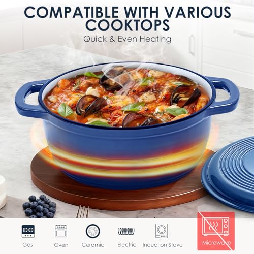 Cast Iron Dutch Oven Pot With Lid (Blue)