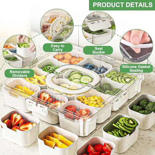 Large Snackle Box Snack Containers with Lids (12 Compartments-2pcs / White)