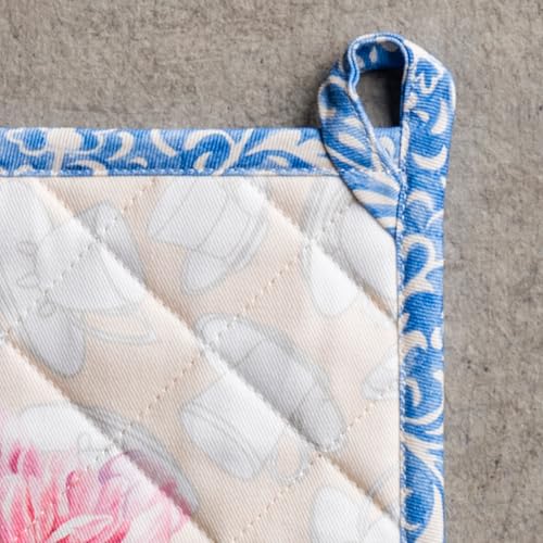 Pot Holders 100% Cotton Potholders (017 - Canton / 8" x 8" (Pot Holder Pack of 2))