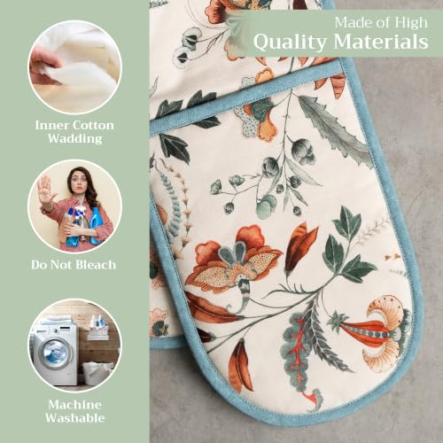 Double Oven Mitts 100% Cotton Double Oven Glove (060 - Dalida / 7" x 35" (Double Oven Mitt))