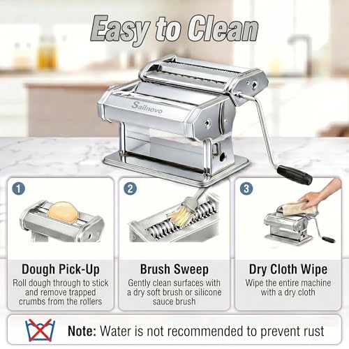 3-in-1 Pasta Maker with 9-Setting Pasta Roller & Cutters, Silver (Silver)