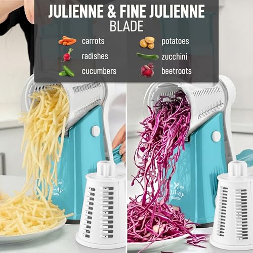 Rotary Cheese Grater Manual Hand Crank 5 Blade Shredder